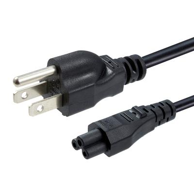 China EAR ZIM NEMA 5-15P USA 3 pin plug to IEC C5 with SJT black wire, 18AWG with certification rated up to 15A 250V power cord for sale