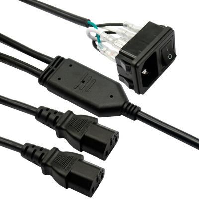 China Electrical Appliance USA American Standard 2 In 1 Power Plug Slot To Double C13 Plug 15A Computer Power Cable 250V 18AWG Power Cord for sale