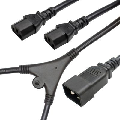 China American Electrical Appliances Standard IEC C20 Split 2 C13 To Plug 15A 125V 14AWG Power Cable Power Cord For Computer Desk for sale