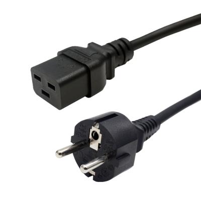 China Wholesale high quality LSZH 0.75mm standard home appliance power cable EU plug 3 pin Europe to IEC c19 ac power cord for sale