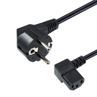 China Industrial High Grade 10A 3*0.75mm Bend European Standards Plug IEC320 C13 Black Power Cord for sale