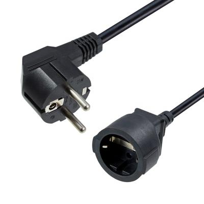 China Industrial High Quality European Standards Bend Plug To Waterproof Plug H05vv-F 3*1.5mm Female Black Power Cord for sale