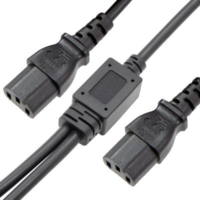 China Electrical EAR 18AWG USA ZIM American Standard Deconcentrator Split 2 C13 To 15A 125V Plug Computer Power Cable for sale