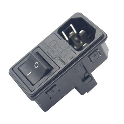 China IEC 320 Pin C14 3 Pin Inlet Connector Industrial Plug Three Into One Power Socket With Fuse 10A/15A Male Socket Plug Connector for sale