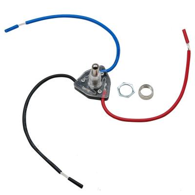 China Push Button ON-OFF Lamp Switches 3A 125V Single Circuit Metal Bushing With 6 Inch Wire Leads Stripped Ends for sale