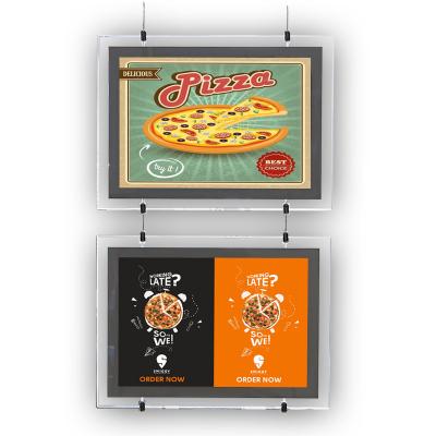 China Acrylic+LED Lights Double Sided A4 A3 Window Menu Hanging Light Box Led Sign Holder Poster Acrylic Light Box Display for sale