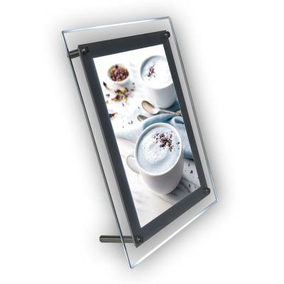 China Acrylic+LED Lights Beverage Shop 8.5x11 Inch Light Box Small Mini Size Light Box Acrylic Led Frame for sale