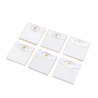 China Simple square line hot stamping take-out self-adhesive office blank sticky note paper student note book sticky note for sale