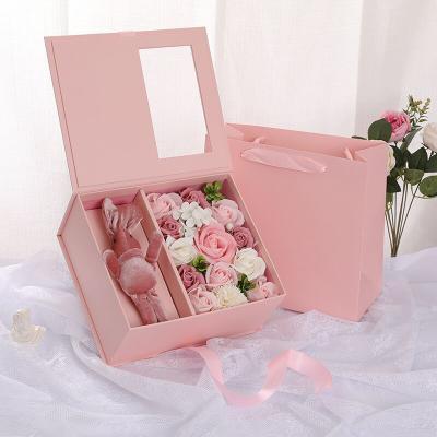 China Recyclable Valentine's Day Heart Shape Paper Box Rose Packaging Drawer Jewelry Flower Luxury Gift Box for sale