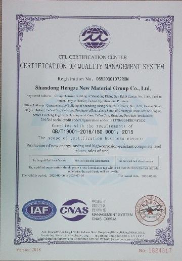 ISO9001 - Shandong Hengze New Material Group Co., Ltd.