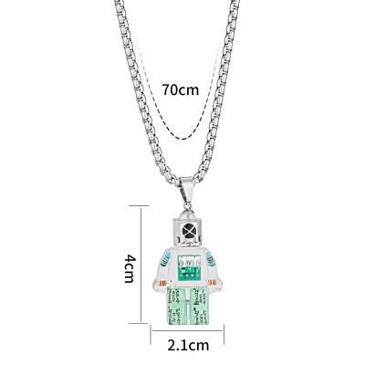 China The Other Element Punk Transparent Electronic Robot Diy Hip Hop Resin Hoodie Pendant Necklace for sale