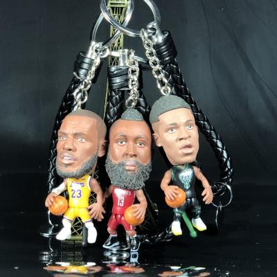 China Hot James Curry Durant Kobe Harden Owen Star 3D Basketball Key Chain Doll NBA Advertising Gifts Sale Souvenir NBA Pendant Stars Key Chain for sale