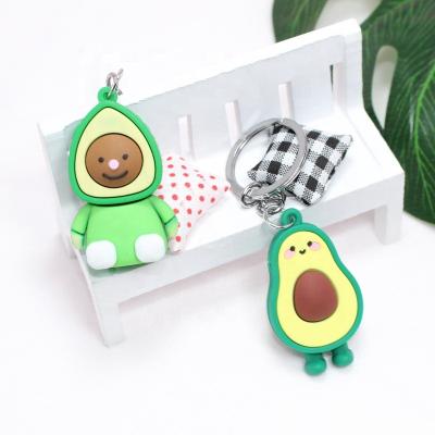 China Soft Touch 3D PVC Avocado Dangling Key Chain and Cute Cartoon Doll Wholesale Cute Small Bag for sale