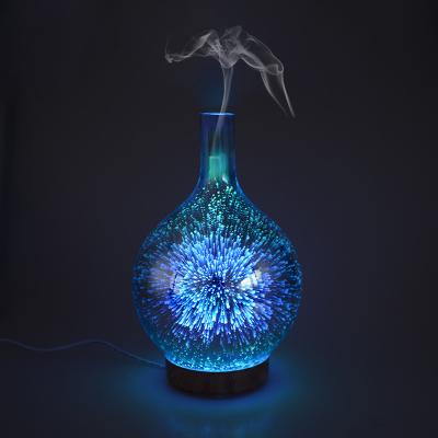 China Household Ultrasonic Glass Atomization 3D Aromatherapy Machine Led Colorful Fireworks Essential Oil Humidifier Aroma Diffuser For Home Use for sale