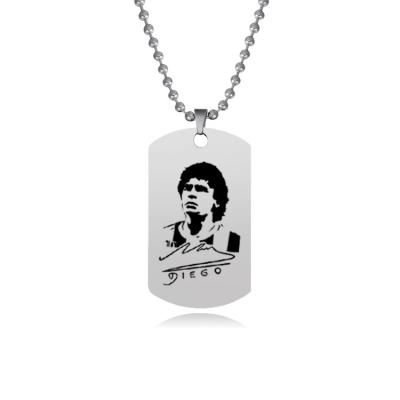 China Hot Selling Custom Made Adjustable Simple Football Logo Maradona Stainless Steel Necklace for sale