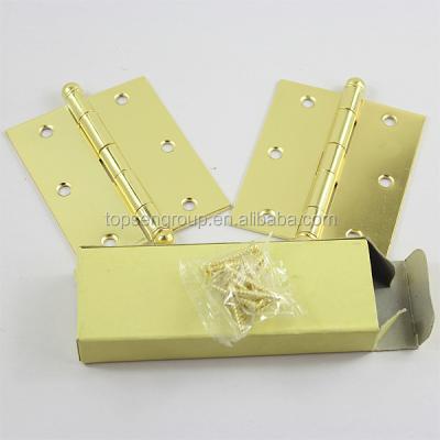 China Ball Head Square Butts Steel Hinge Bright Brass Plated Loose Pin 3.5inch for sale