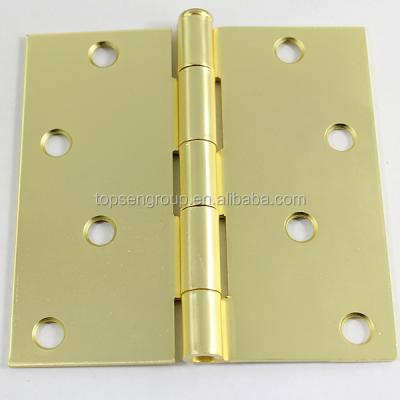 China Exterior Door Plating 4inch Brass Exterior Door Hinge With Square Corner for sale