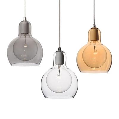 China Modern Light E27 Modern Glass Shade Lamp Amber Clear Gray Edison Bulbs Hanging Pendant Lamp for sale