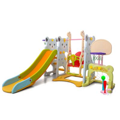 China Giraffe Mansion Plastic Kids Playground Indoor Playground Equipment With Swing for sale