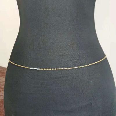 China Trendy Personality Delicacy Natural Pearl 18k Gold Filled Stainless Steel Waist Chain Belly Chain for sale