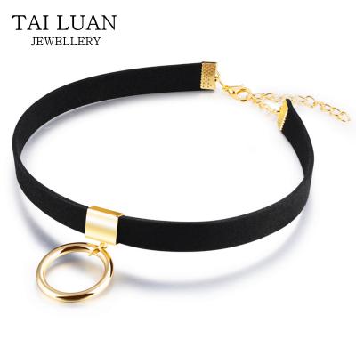 China ALLOY jewelry made of china wide choker necklaces black choker necklace with gold dainty circle for sale