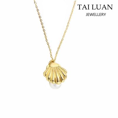 China ALLOY Simple Design Gold Chain Shell Jewelry Imitation Pearl Necklace for sale