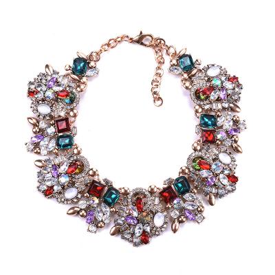 China 2019 TRENDY New Fashion Bling Big Stone Shiny Crystal Party Statement Necklace For Women for sale