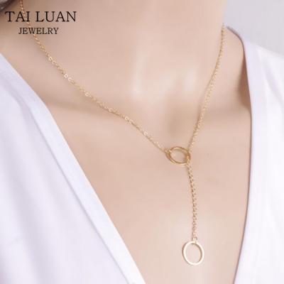 China ALLOY 18K Gold Karma Double Circle Lasso Necklace Collarbone Chains Sparkle Pendant Necklace for sale