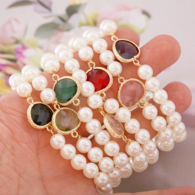 China FASHIONABLE Vintage Elastic Adjustable Rope Crystal Bead Beaded Bracelet For Women for sale