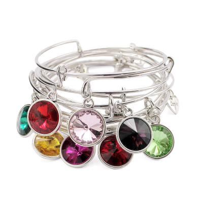 China FASHIONABLE Wholesale Love Expanding Wire Birthstone Bracelet Charm Crystal Bracelets For Women for sale