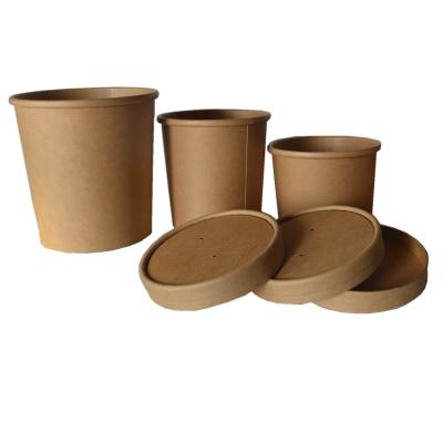 China OEM 1500ml Custom Disposable Soup Paper Bowl Biodegradable Wholesale Compostable Soup Paper Cup Salad Bowl Paper 1000ml Wrapping Paper for sale