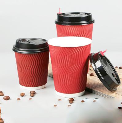 China Disposable hot paper cup sleeve, custom paper coffee cup sleeve with logo printing coffee paper cups with lids for sale