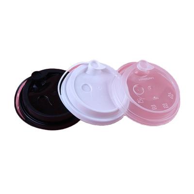 China High Quality Non-Refillable Clear White Black Disposable Recyclable PP Coffee Milk Tea Cups Plastic Lid for sale