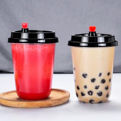 China Boba Disposable Disposable Drinkware Printing Logo Drinking Clear Pet Plastic u Shape Cup Wholesale Coffee Cups for sale