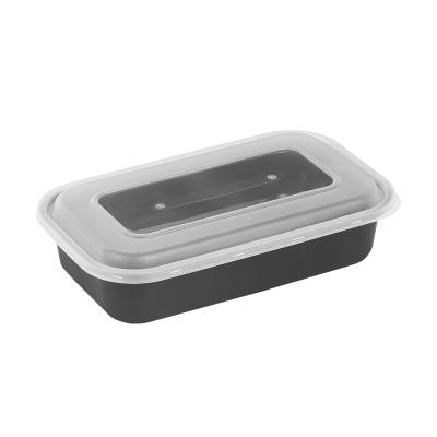 China Eco-Friendly Microwavable Restaurant PP Rectangular Microwave Disposable Black Plastic Takeout Food Containers for sale