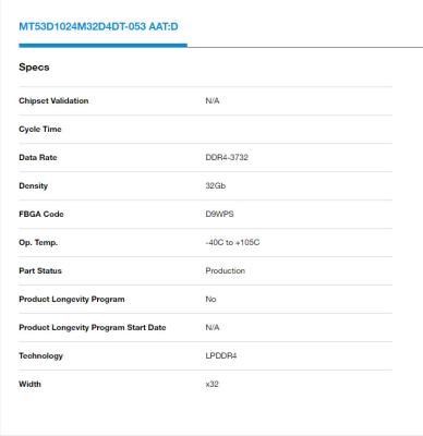 China Memory IC CHIPS MT53D1024M32D4DT-053 AAT:D in stock for sale