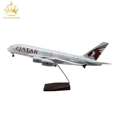 China China Air Plane Model LED Airbus A380 Qatar Airways Large 1:160 46cm Flat Model for sale