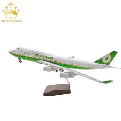 China 1:150 China Boeing 747 Eva Air Taiwan Advanced Simulation LED Aircraft With Lights And Voice Control Aircraft Model for sale