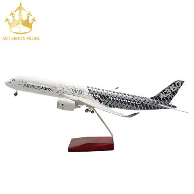 China 1:142 China Airbus A350 prototype carbon fiber aviation aircraft with light and voice control simulation aircraft Model Aircraft for sale