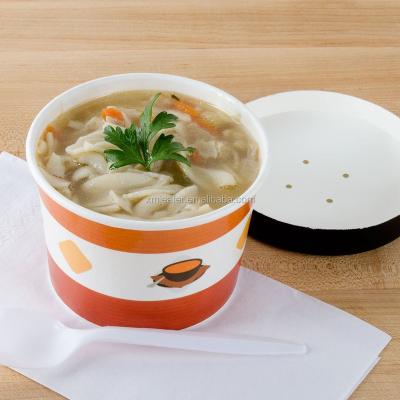 China Recycled Materials Hot Paper Food Soup Container With Vented Paper Lid for sale