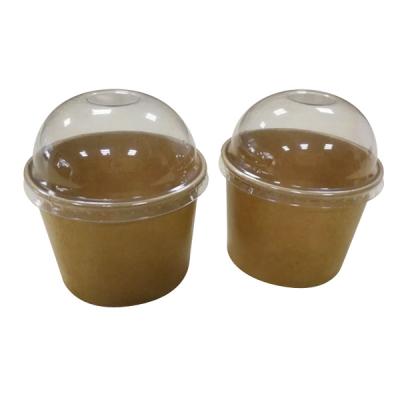 China Disposable 8oz Kraft Paper Ice Cream Cup With Lid for sale