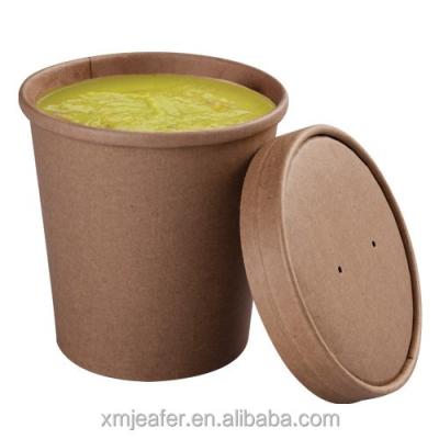 China High Quality Disposable Kraft Paper Soup Pot With Lid for sale