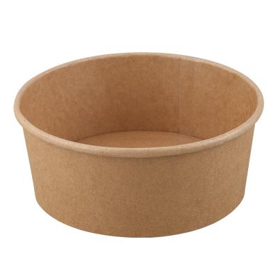 China Biodegradable 500ml 750ml 1000ml 1090ml Take Out PLA Kraft Paper Salad Bowl With Paper Lid for sale