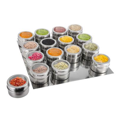 China Sustainable 4 Pcs Mini Spice Jars With Magnetic Labels Stainless Steel Jars For Spices for sale