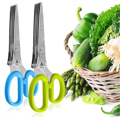 China Hot Selling 7 Inch Universal Cutting Herb Kitchen Scissors with 5 Blades and Covers for sale