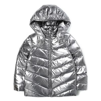 China Wholesale Customized Breathable Kids Clothes Baby Coats Winter Padded Coats Girls Faux Down Coat Silver for sale