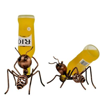 China Metal Iron Small Ant Wine Rack Ant Wine Bottle Holder Home Viable Creative Decor for sale