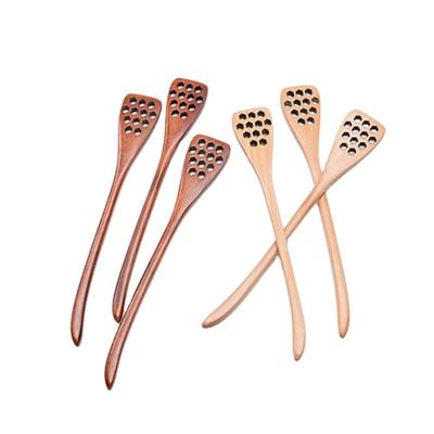 China 18.5cm Traditional Wooden Honey Stick Bees Stirring Honey Dipper Spoons Wooden Favors for sale