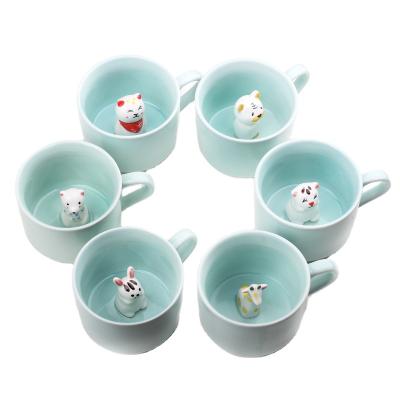 China Viable Animal Creative Kids 3D Ceramic Mugs Kids Milk Cup 200ml for sale