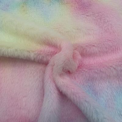 China Luxury Style 100%Polyester Long Plush Tie Dyed Rabbit Fur Faux Fur Fabric Plush Fleece For Winter Clothes for sale